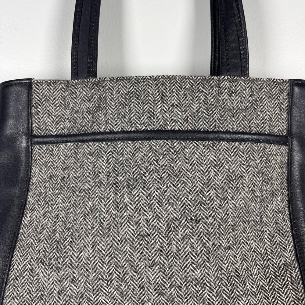 Coach Y2K Bleecker Satchel Wool Leather Bag Herringbone Purse Academia Preppy - Picture 8 of 11